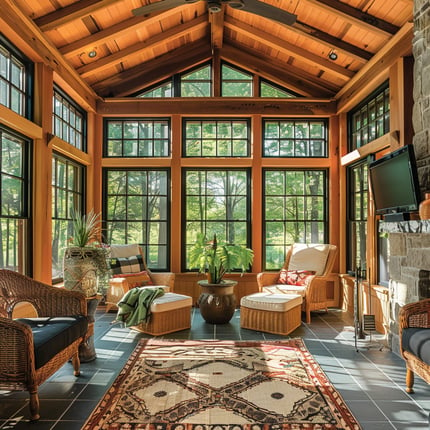 A newly added 400 square foot four-season room in a home in Fayetteville, New York