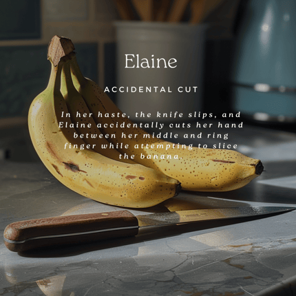 Elaine is tasked with preparing a banana split.