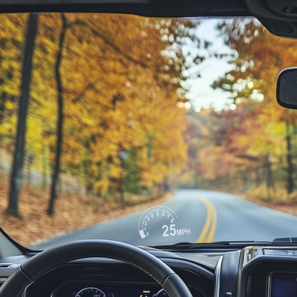 Heads up display on modern windshield