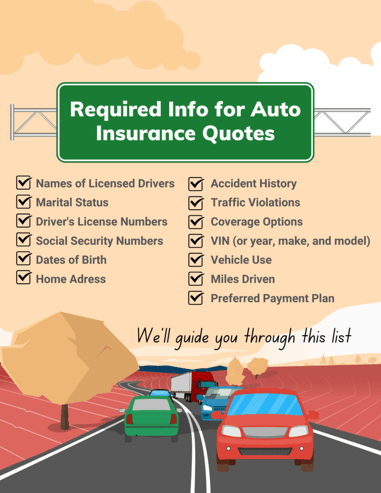 A list of required info for accurate auto insurance quotes.