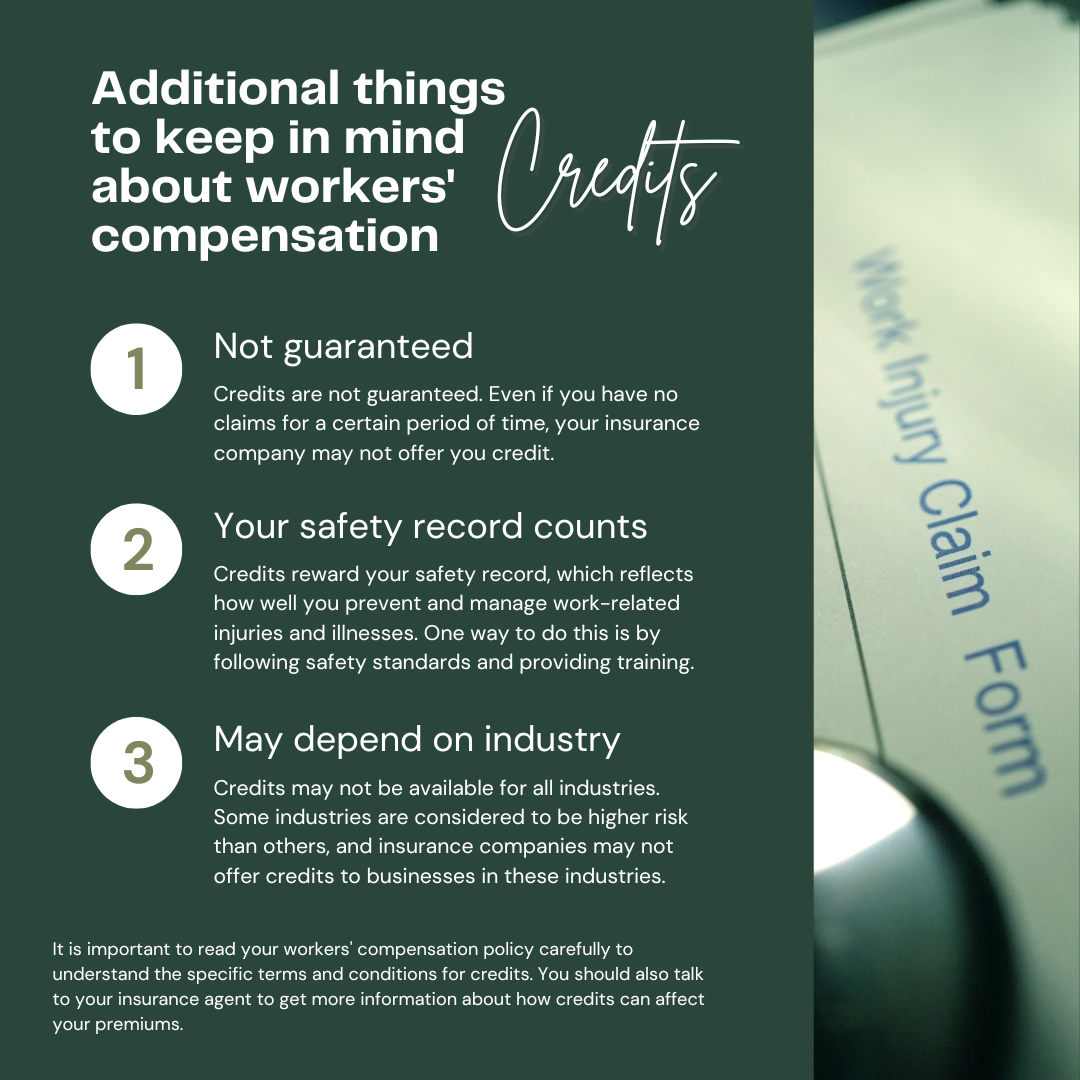 Additional things to keep in mind about workers' compensation credits.