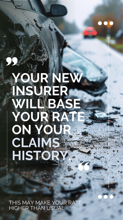 Your new insurer will base your rate on your claims history.