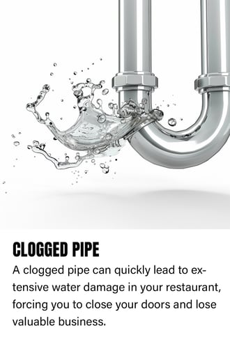 clogged pipe causing restaurant damage