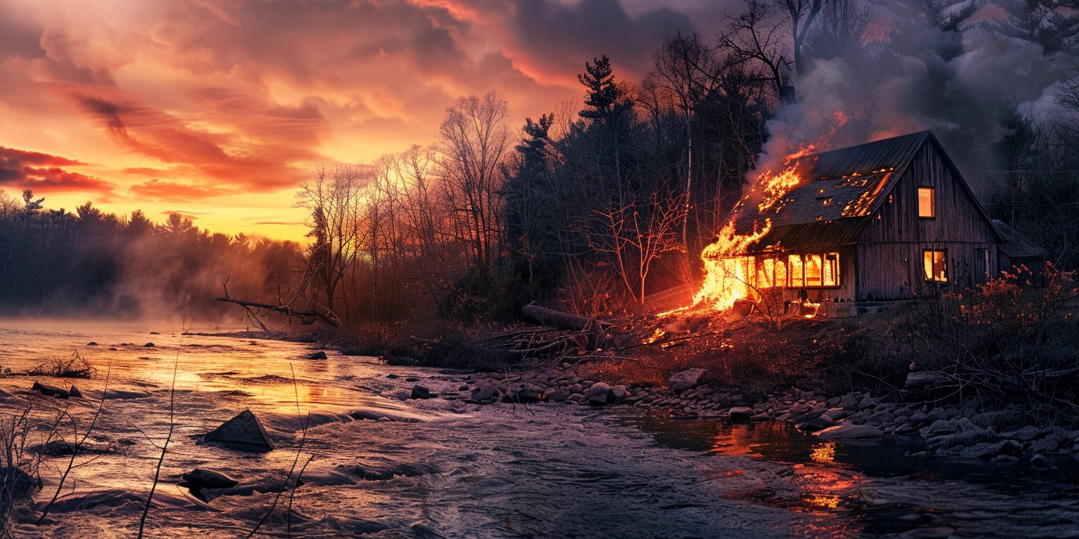 A rustic cabin with dwelling fire coverage deep in St. Lawrence County burns.