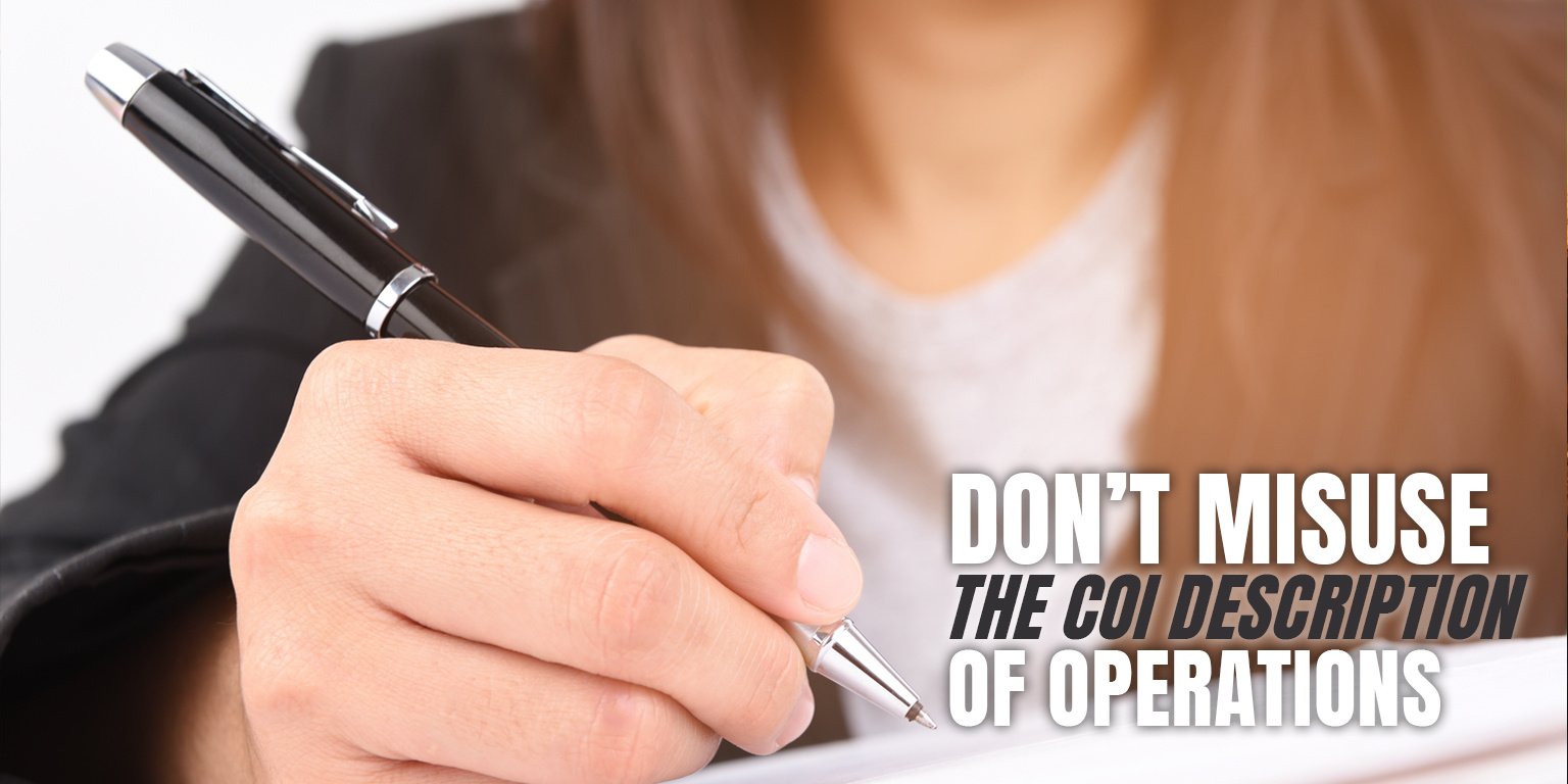 Don’t misuse the COI description of operations