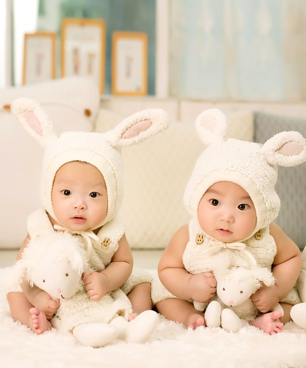 Baby, Twins, Brother, Sister, Siblings, Cute, Bunny